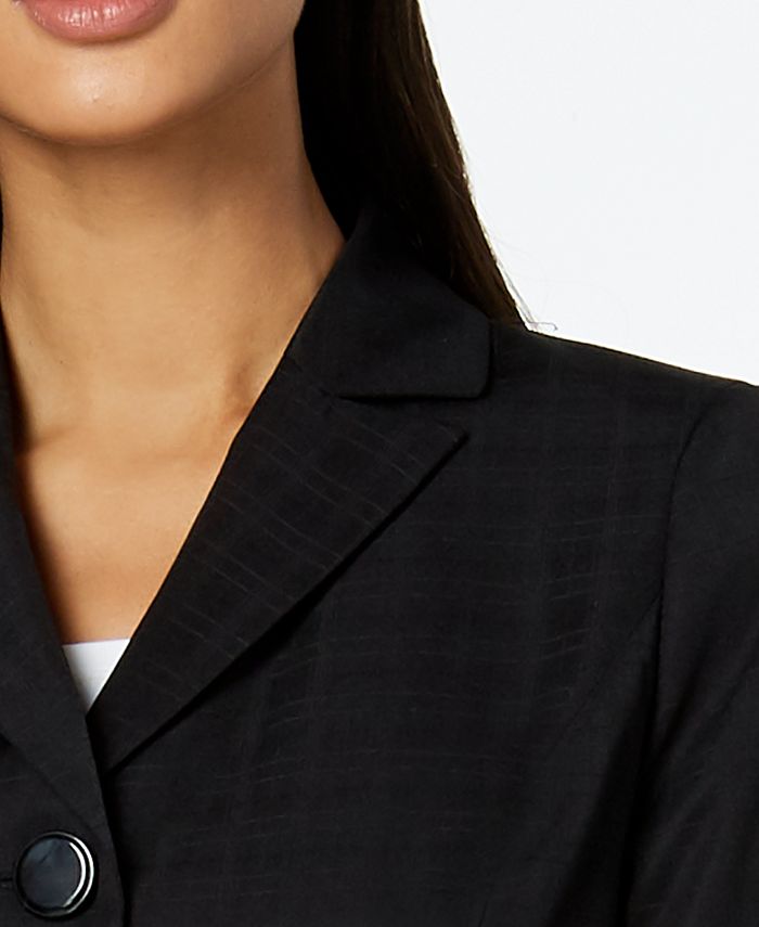 Le Suit Windowpane Three-Button Skirt Suit - Macy's