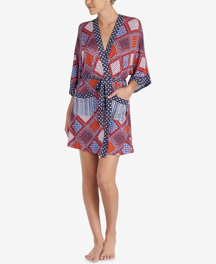 Layla Printed Short Robe With Headband Macy's