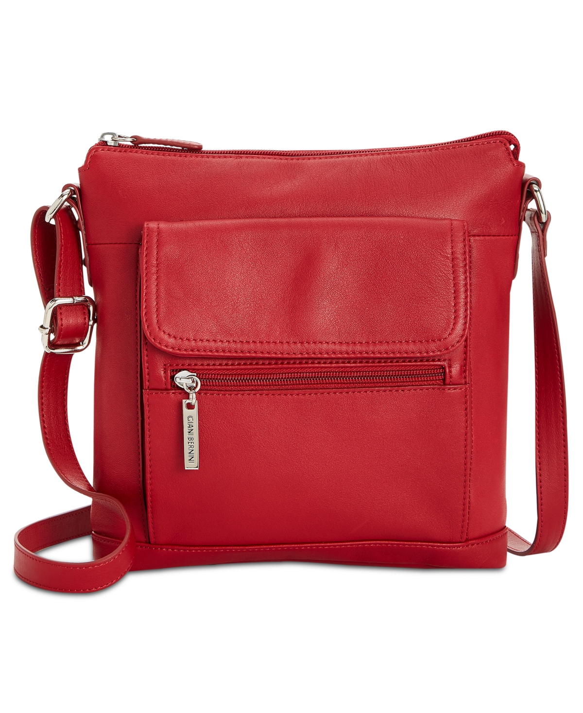 Nappa Leather Venice Crossbody, Created for Macy's - Red/Silver