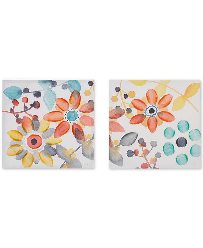 JLA Home - Intelligent Design Sweet Florals 2-Pc. Hand-Embellished Canvas Print Set