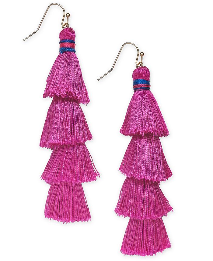INC International Concepts I.N.C. GoldTone Tiered Tassel Drop Earrings