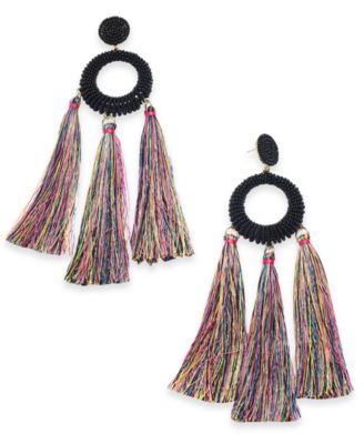 INC International Concepts - Beaded Multi-Tassel Drop Earrings