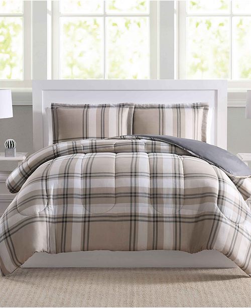 Pem America Closeout Basic Plaid 3 Pc Full Queen Comforter Set