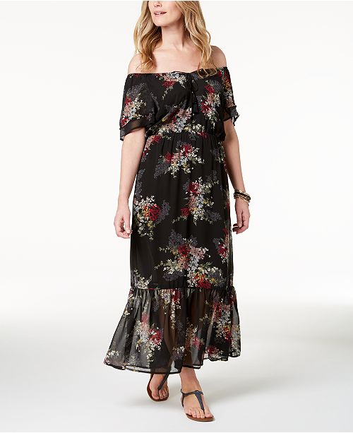 Style & Co Off-The-Shoulder Maxi Dress, Created for Macy&#39;s & Reviews - Dresses - Women - Macy&#39;s