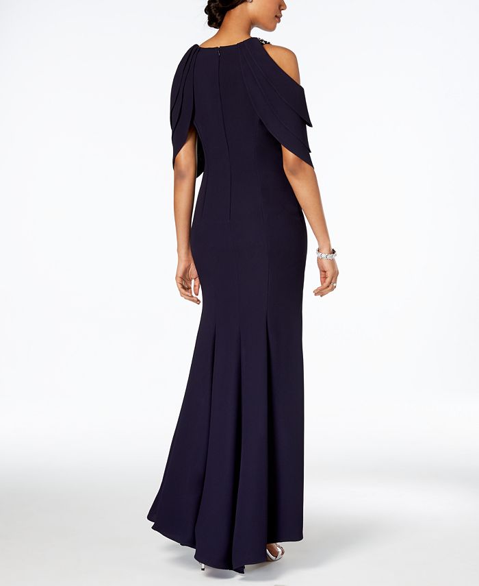 Betsy & Adam Petite Embellished Cold-Shoulder Gown - Macy's
