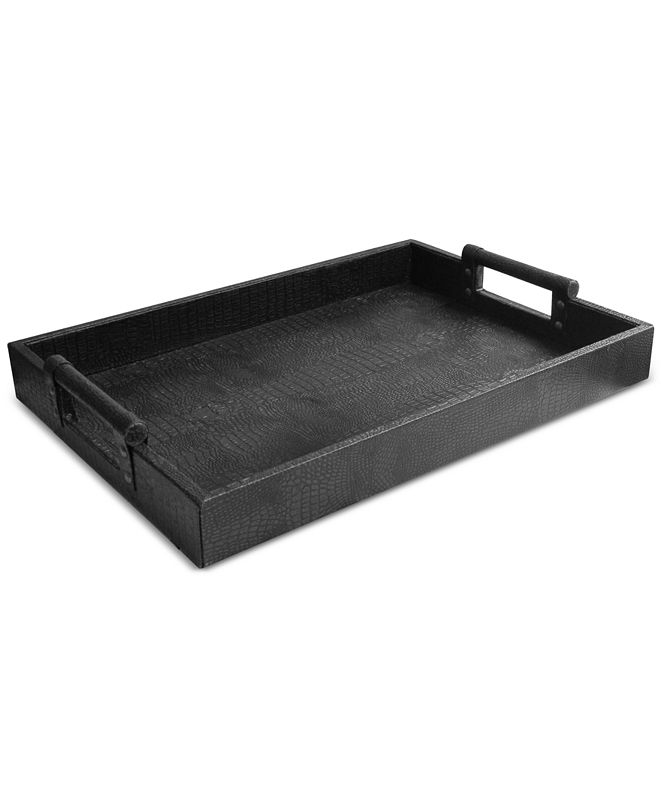 Jay Imports FauxLeather Rectangular Handled Tray & Reviews Macy's