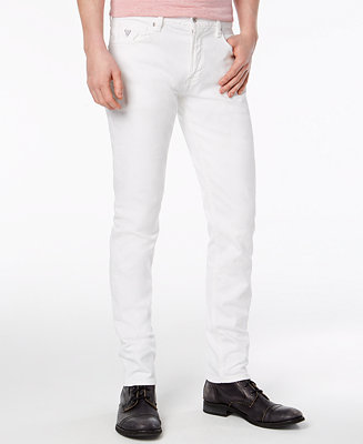 GUESS Men's Slim-Tapered Fit Stretch White Jeans - Macy's