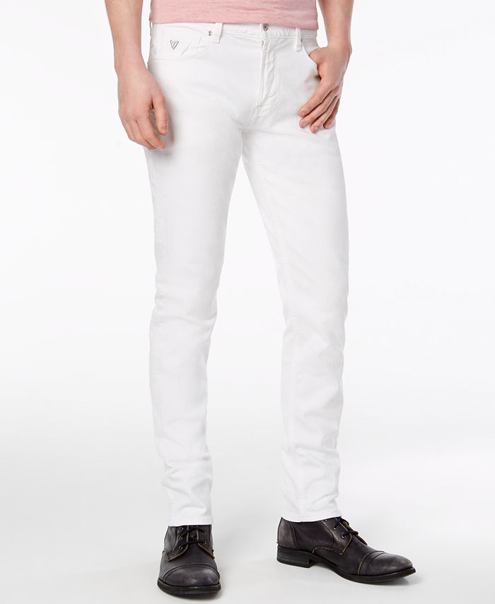 Stretch Denim Slim Fit Jeans in White - Men