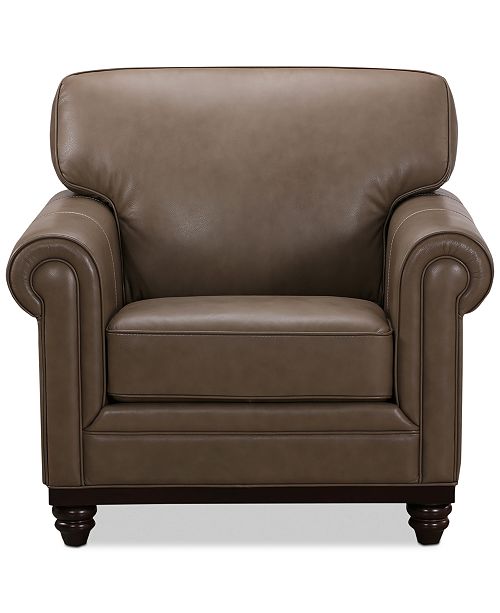 Martha Stewart Collection Bradyn Leather 40" Armchair, Created for Macy