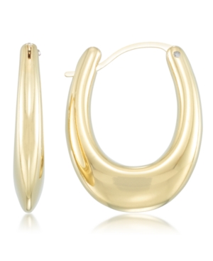 image of Signature Gold Diamond Accent Graduated Hoop Earrings in 14k Gold over Resin
