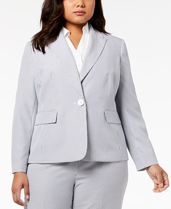 Le Suit Women's Windowpane Check Pantsuit Gray Size 12