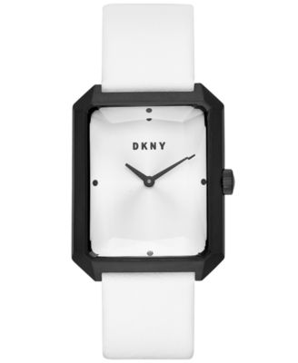 DKNY - Women's Cityspire White Leather Strap Watch 27x34mm
