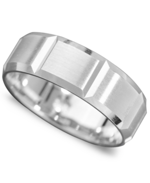 image of Men-s 14k White Gold Ring, Vertical Cut Band (Size 6-13)