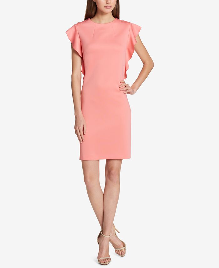 Tommy hilfiger scuba sheath store dress with flutter sleeves