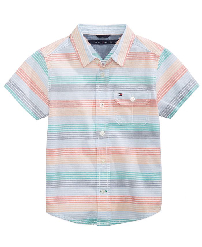 Tommy Hilfiger Tyler Striped Cotton Shirt, Little Boys - Macy's