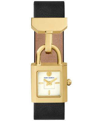 Tory Burch - Women's Surrey Black Leather Strap Watch 22x24mm