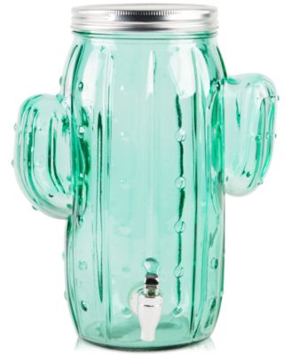Home Essentials - Cactus Green Glass 1-Gallon Beverage Dispenser