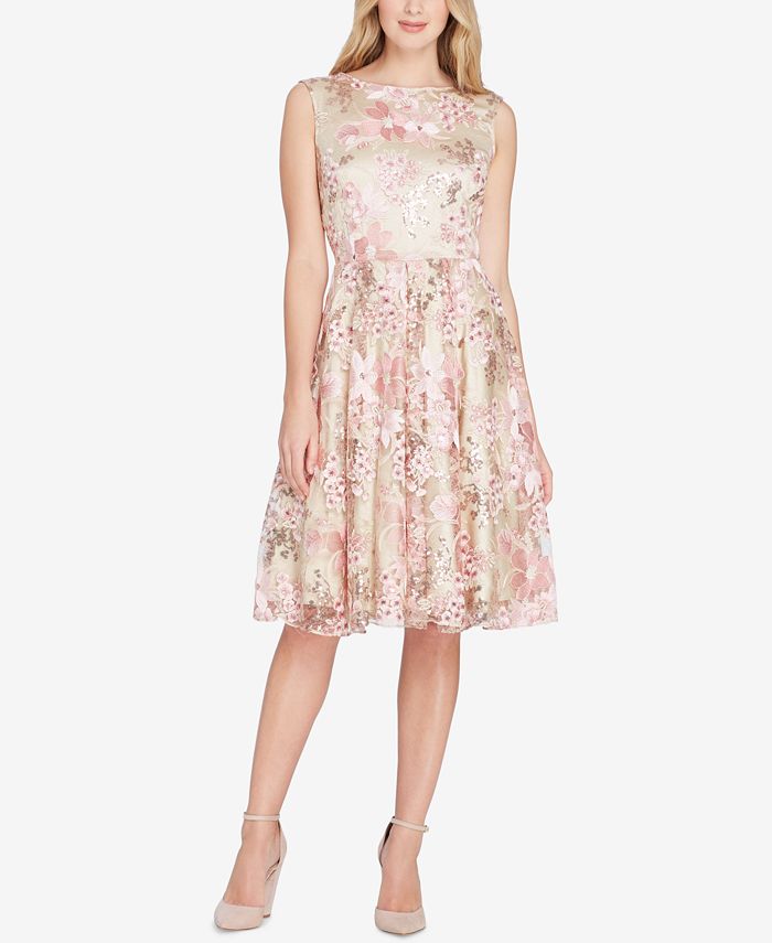 Tahari ASL Sequined & Embroidered Dress - Macy's