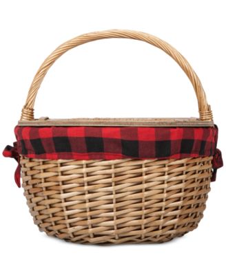 Country Red & Black Buffalo Plaid Picnic Basket