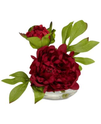 3-Pc. Peony Set with Glass Vases