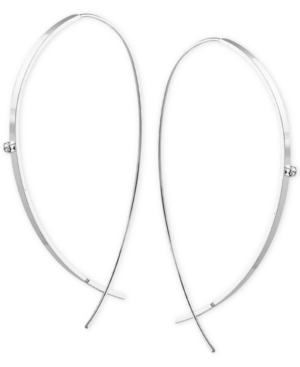 image of Guess Crystal Elongated Hoop Threader Earrings