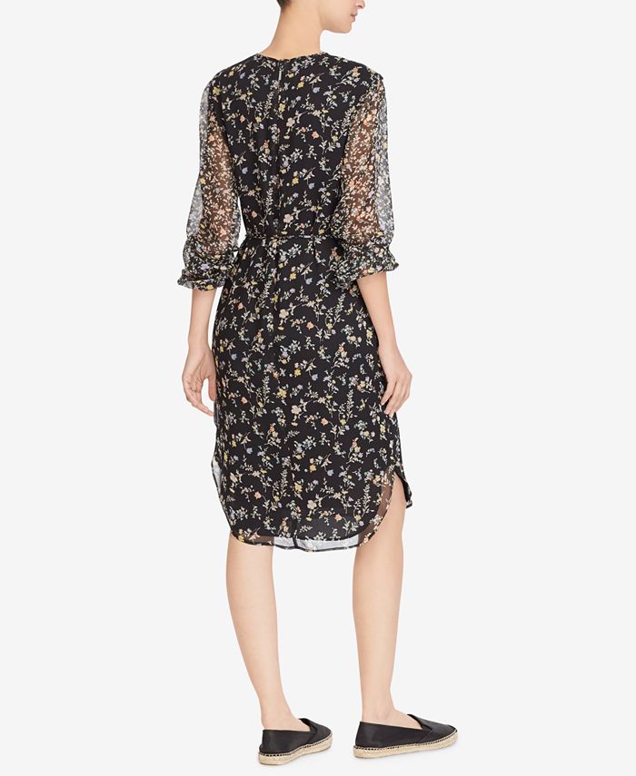 lauren ralph lauren botanical print georgette gown
