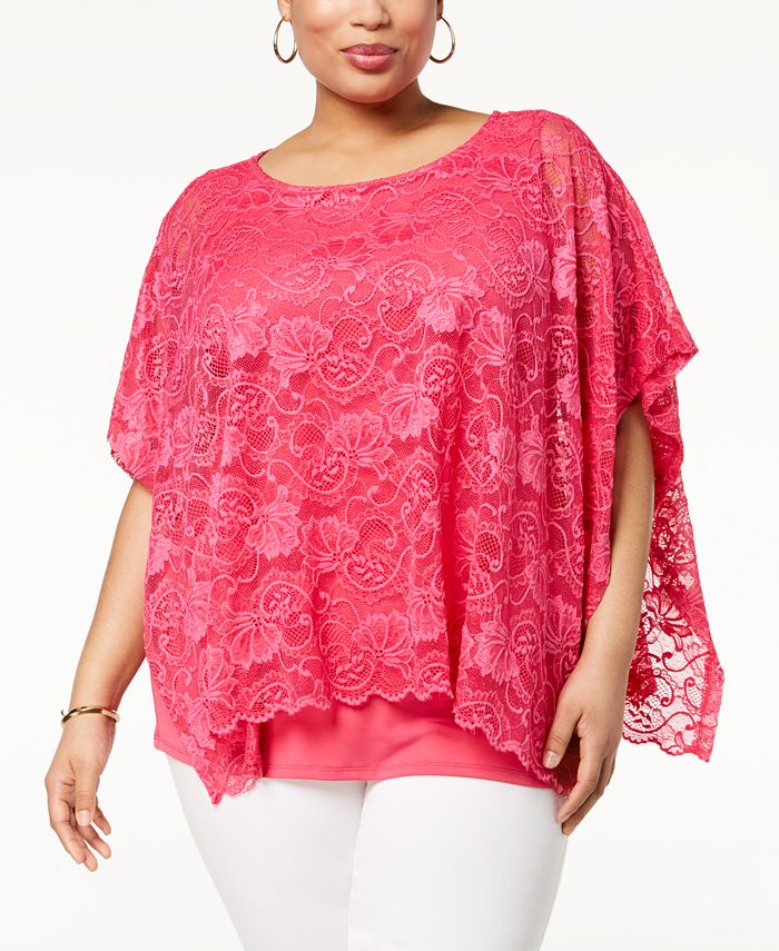 JM Collection Plus Size Lace Overlay Top Created for Macy s Macy s