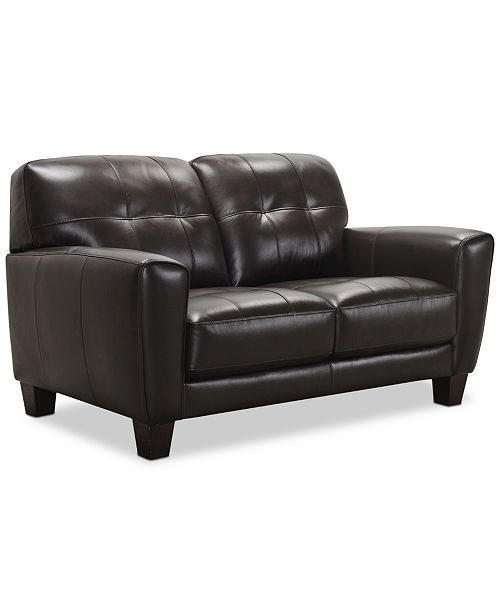 Furniture Kaleb 61 Tufted Leather Loveseat Created For Macy S