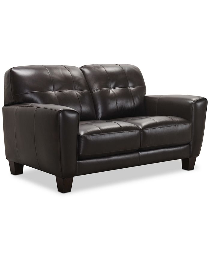 Furniture CLOSEOUT! Kaleb 61" Tufted Leather Loveseat, Created for Macy