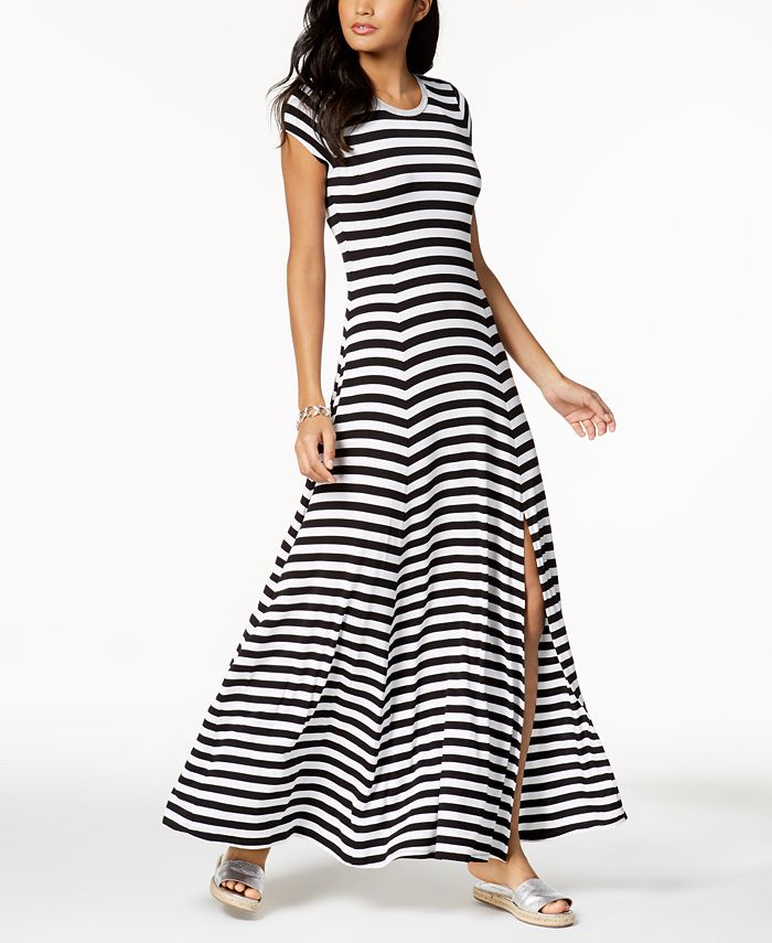 Michael Kors Petite Striped Glitter Neck Maxi Dress Macy s