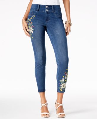 Thalia Sodi - Embroidered Ankle Skinny Jeans