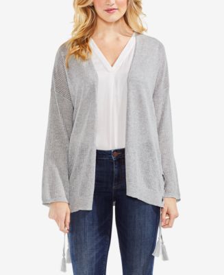 Vince Camuto Ribbed Lace-Up Cotton Cardigan - Macy's