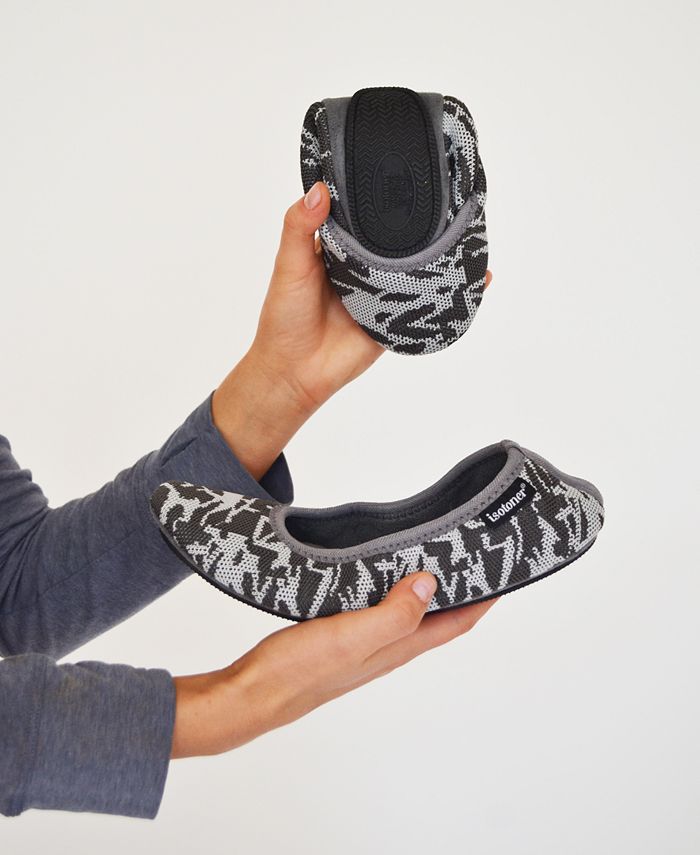 Isotoner Signature Women's Knit Ballerina Slippers with Travel Pouch