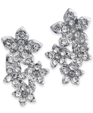 image of Inc Silver-Tone Crystal Cluster Flower Drop Earrings, Created for Macy-s