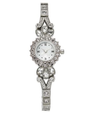 Charter Club - Women's Silver-Tone Crystal Bracelet Watch 25mm