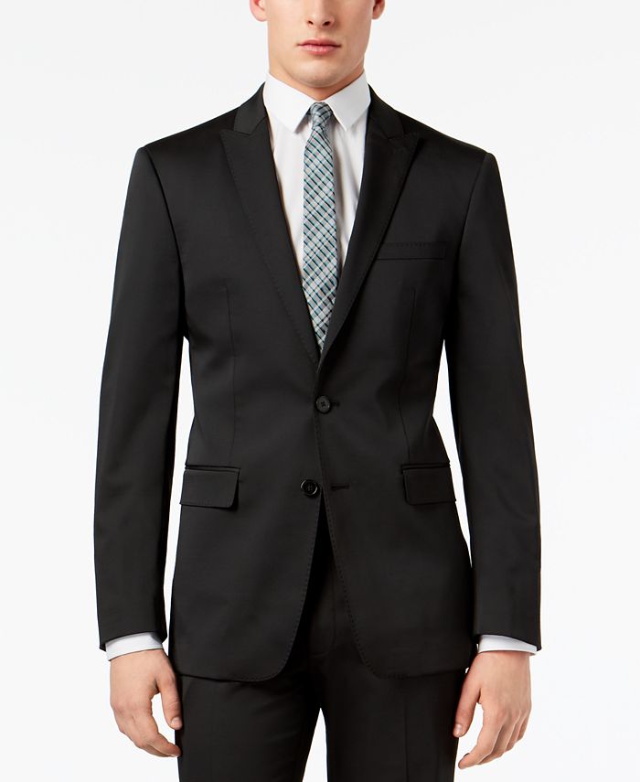 Calvin Klein Men's SlimFit Infinite Stretch Black Solid PeakLapel