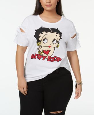 Mad Engine Trendy Plus Size Betty Boop Split-Sleeve T-Shirt