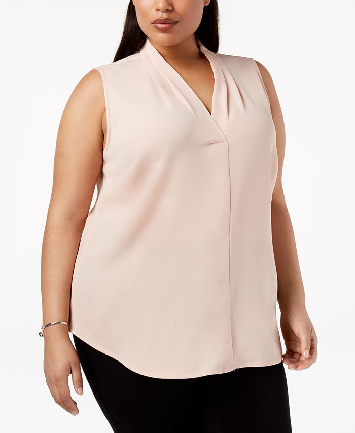 Calvin Klein Plus Size Pleated Shell & Reviews - Tops - Plus Sizes - Macy's