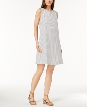 Eileen Fisher Varied Stripe Hemp & Organic Cotton Shift Dress In Chambray
