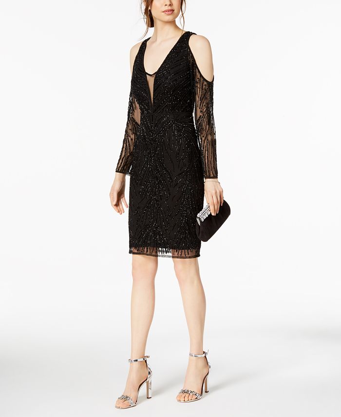 Adrianna papell cold shoulder beaded gown Outlet