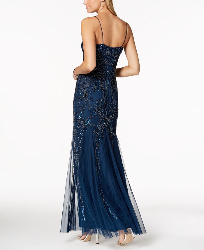 Adrianna Papell Beaded Gown & Capelet - Macy's