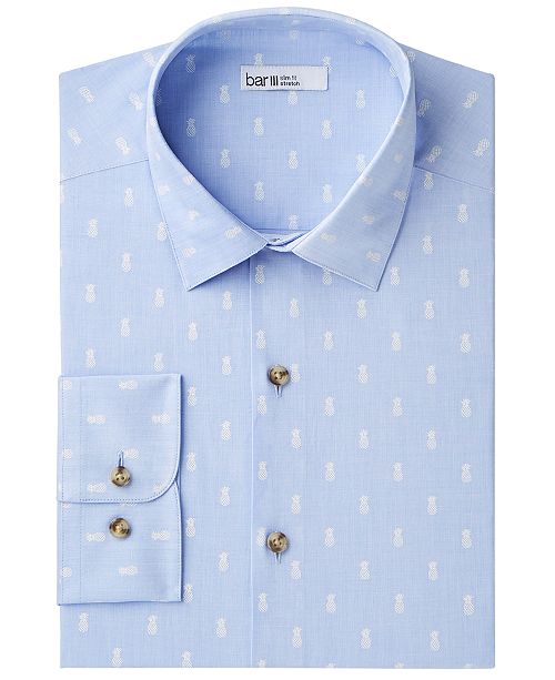 Bar III Men's SlimFit Stretch EasyCare Pineapple Print Dress Shirt