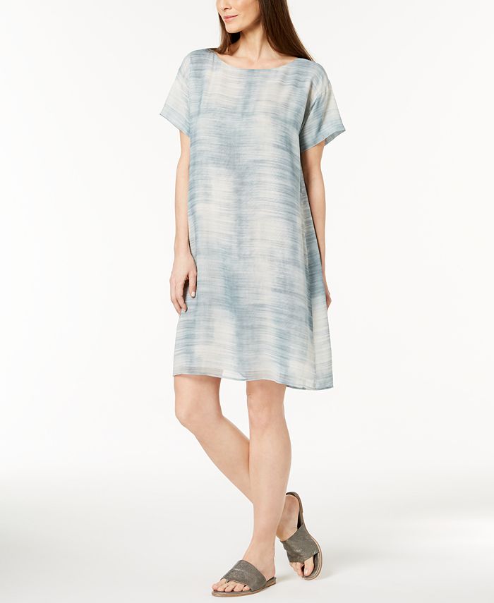Eileen Fisher Silk Boat Neck Dress Regular Petite Macy s