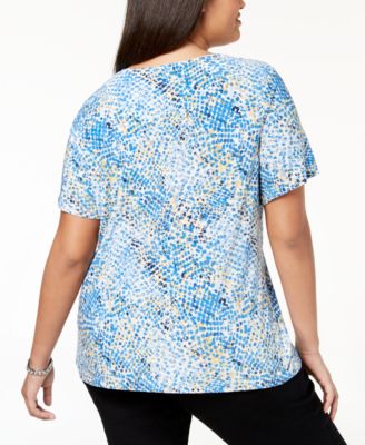 JM Collection Plus Size Printed Gel-Dot T-Shirt, Created for Macy's