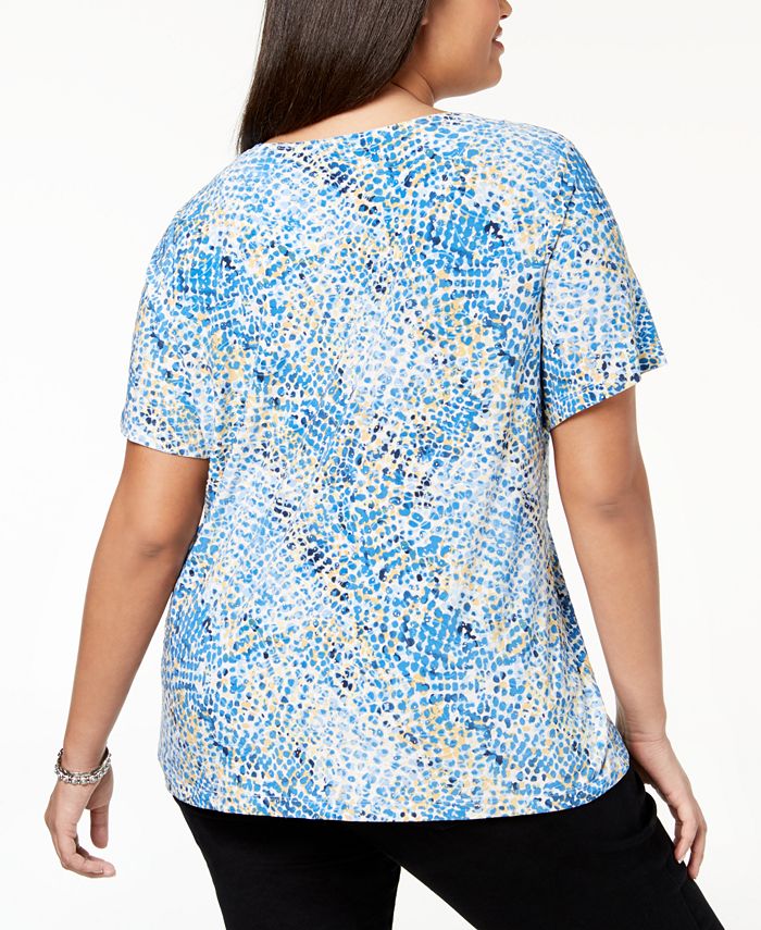 JM Collection Plus Size Printed Gel-Dot T-Shirt, Created for Macy's ...