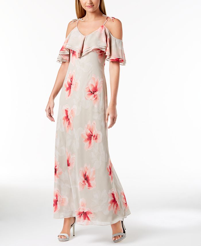 Calvin klein cold shoulder maxi dress hotsell