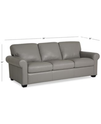 Orid 84" Leather Roll Arm Sofa