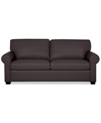 Orid 77" Leather Roll Arm Apartment Sofa, Created for Macy's