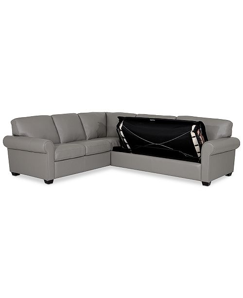 Furniture Orid 2 Pc Leather L Shaped Full Sleeper Sectional