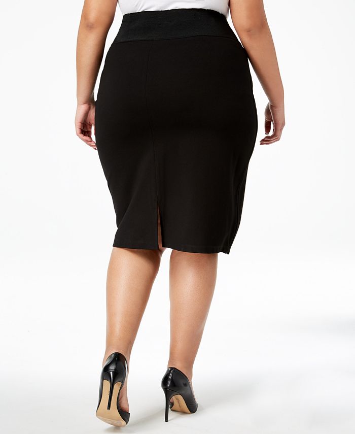 Calvin Klein Plus Size Wide Waistband Pull-On Ponte Skirt
